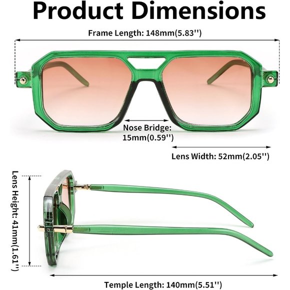 Women Square 70s Flat Aviator Classic Retro Stylish Frame UV400 Sunglass… main image 5